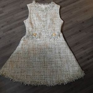 Boutique tweed sleeveless flare dress